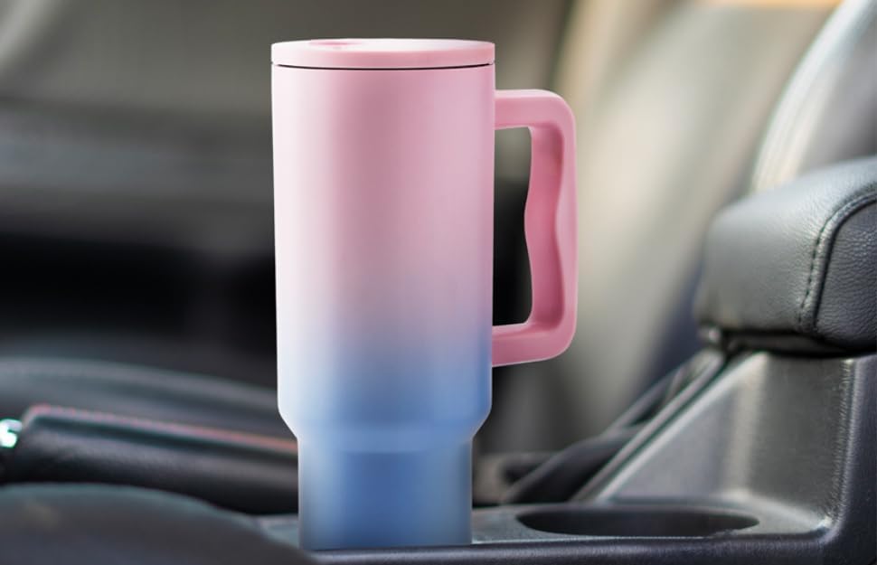 Personalized 1200ML Stainless Steel Tumbler – Dual Tone Pink Blue | Leak-Proof, Double Insulated, With Straw