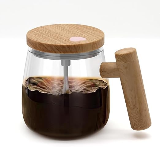 Glass Self-Stirring Mug – 400ML Electric High-Speed Mixing Cup | Rechargeable Auto Stirring Mug for Coffee, Milk & Protein