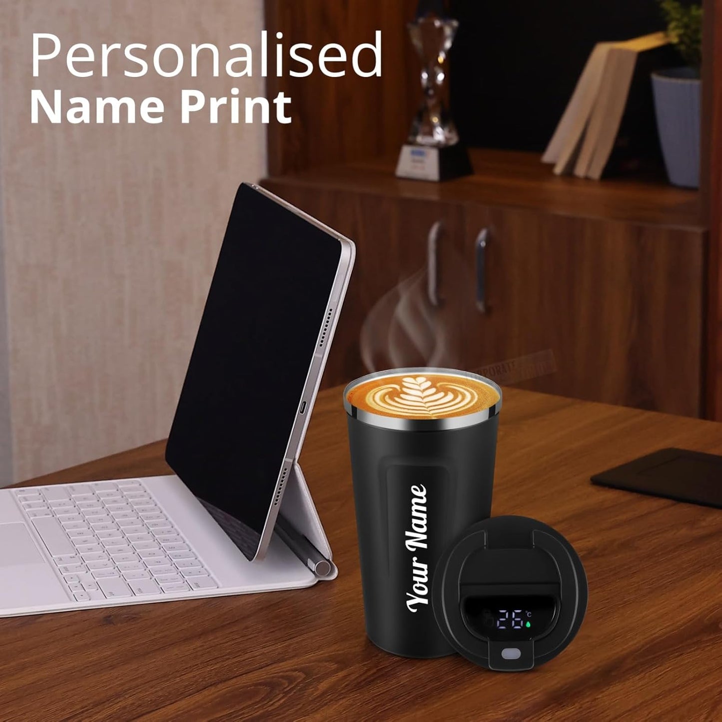 Personalized Smart Coffee Mug – 510ml Digital Temperature Display | Vacuum Insulated Thermos Flask