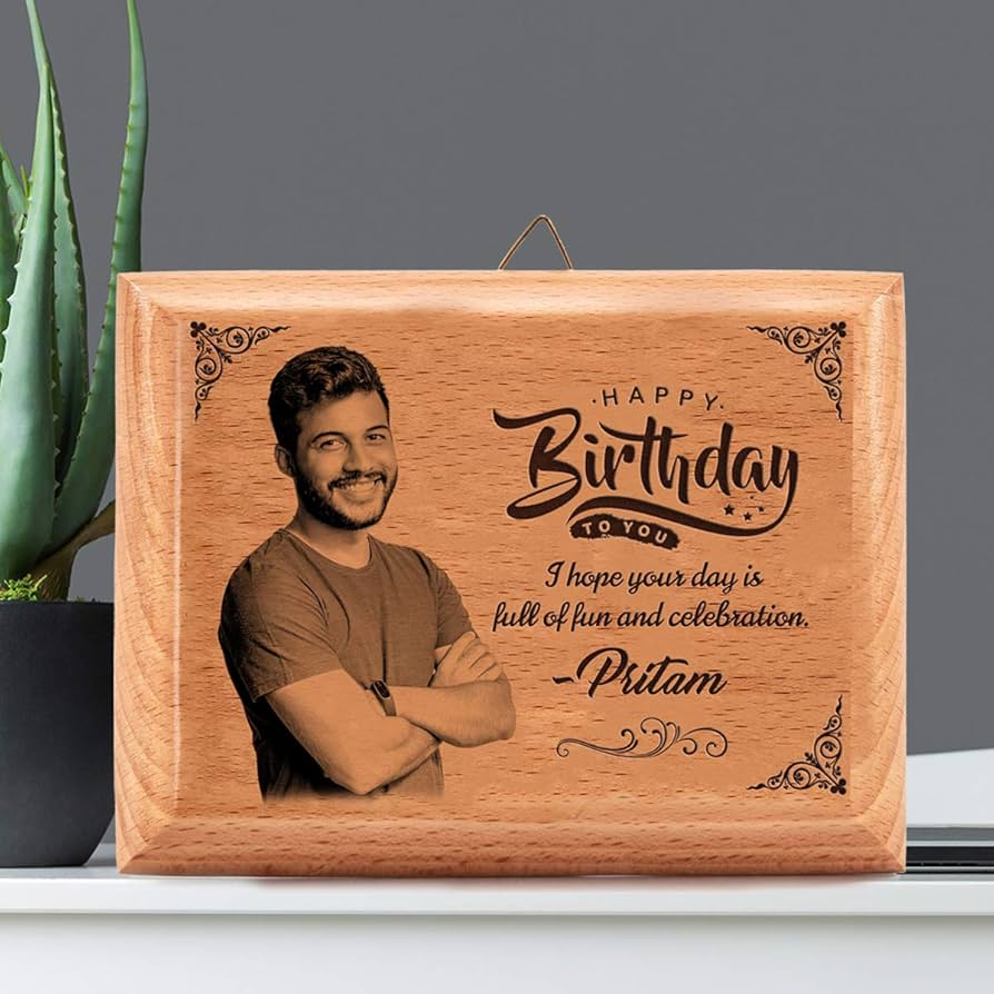Customized Birthday Engraved Wooden Photo Frame