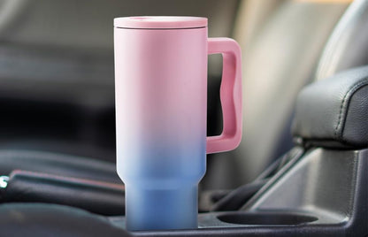 Personalized 1200ML Stainless Steel Tumbler – Dual Tone Pink Blue | Leak-Proof, Double Insulated, With Straw