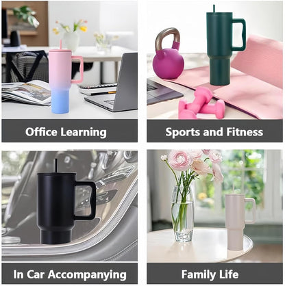 Personalized 1200ML Stainless Steel Tumbler – Dual Tone Pink Blue | Leak-Proof, Double Insulated, With Straw