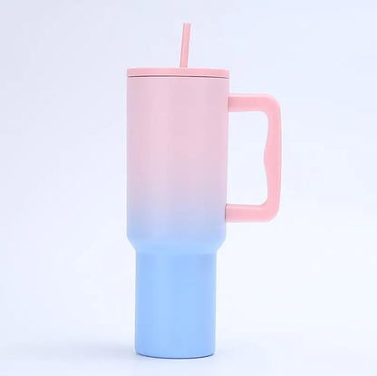 Personalized 1200ML Stainless Steel Tumbler – Dual Tone Pink Blue | Leak-Proof, Double Insulated, With Straw